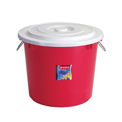Ember Plastik Besar 38 Liter Tutup Lion Star PC-9 Pail with Cover & Chrome Handle, Ukuran Ø 455 x H 385 mm | Raja Plastik Indonesia