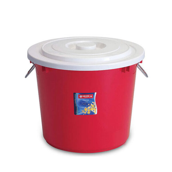 Ember Plastik Sedang 18 Liter Tutup Lion Star PC-16 Pail with Cover & Chrome Handle, Ukuran Ø 350 x H 290 mm | Raja Plastik Indonesia