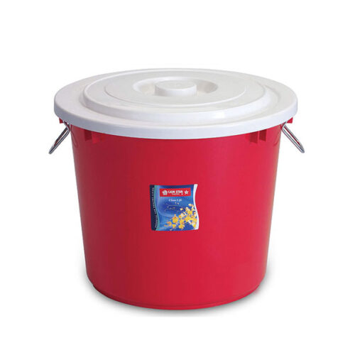 Ember Plastik Sedang 32 Liter Tutup Lion Star PC-17 Pail with Cover & Chrome Handle, Ukuran Ø 420 x H 365 mm | Raja Plastik Indonesia