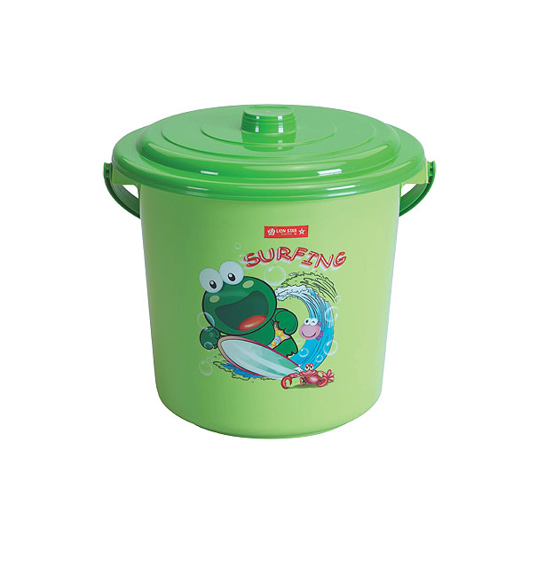 Ember Plastik Sedang Tutup Lion Star E-6 Elegant Pail 4 Gallons with Cover, Ukuran Ø 360 x H 310 mm | Raja Plastik Indonesia