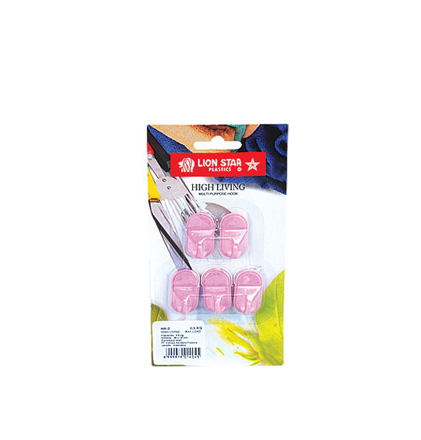 Gantungan Baju Dinding Tempel Lion Star HK-2 Hanger Hook Oval Vertical Set of Five Small (Max Load 0.5 kg), Ukuran 35 x W 19 mm | Raja Plastik Indonesia