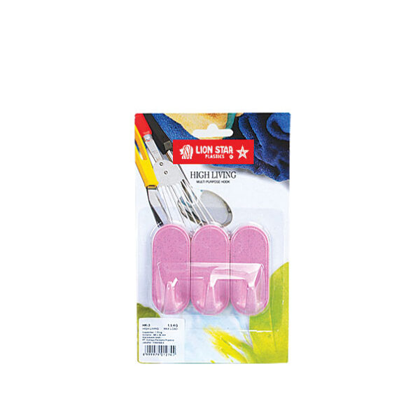 Gantungan Baju Dinding Tempel Lion Star HK-3 Hanger Hook Oval Vertical Set of Three Large (Max Load 1.5 kg), Ukuran 65 x W 30 mm | Raja Plastik Indonesia