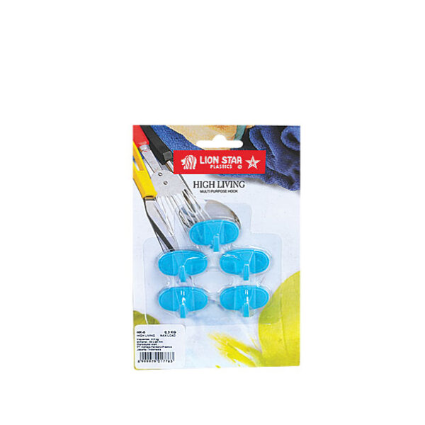 Gantungan Baju Dinding Tempel Lion Star HK-6 Hanger Hook Oval Horizontal Set of Five Small (Load Max 0,5 Kg), Ukuran 33 x W 20 mm | Raja Plastik Indonesia