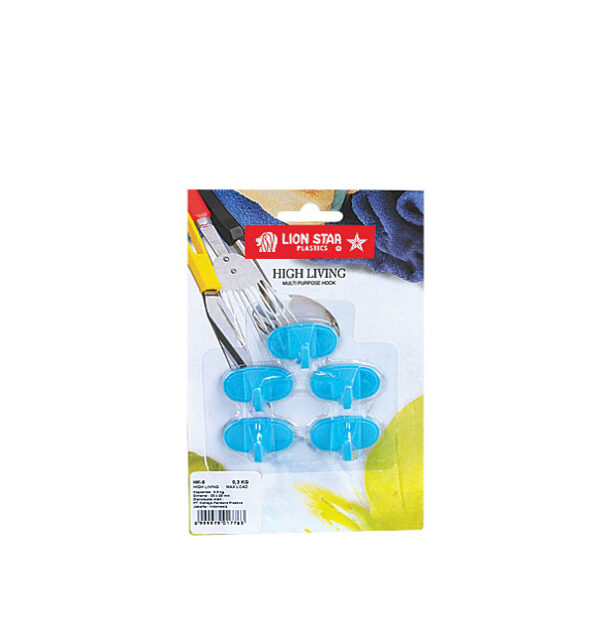 Gantungan Baju Dinding Tempel Lion Star HK-6 Hanger Hook Oval Horizontal Set of Five Small (Load Max 0,5 Kg), Ukuran 33 x W 20 mm | Raja Plastik Indonesia