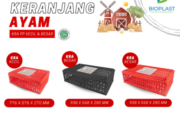 Keranjang Ayam Besar Plastik Hitam Murah Bioplast Bahan PP (3) Keranjang Ayam Besar Plastik Hitam Murah Bioplast Bahan PP