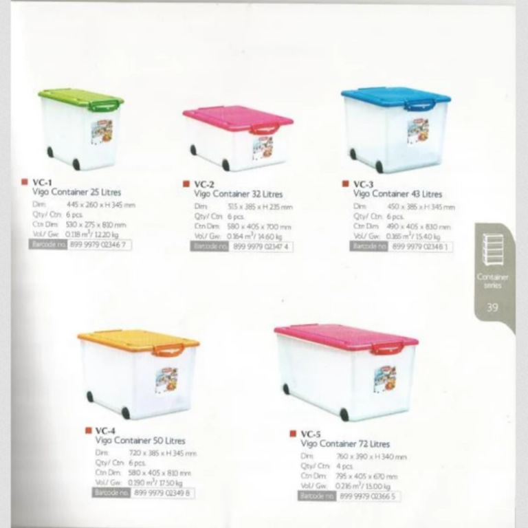 LION STAR CONTAINER BOX PLASTIK VIGO 25, 32, 43, 50, 72 LITER + RODA