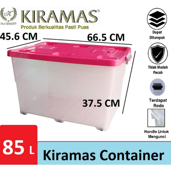 Box Container Plastik Besar Serbaguna 85 Liter Kiramas B85 KPR AR, Ukuran 66.5 x 45.6 x 37.5 cm: Solusi Penyimpanan Modern dengan Box Container Plastik Besar Serbaguna 85 Liter