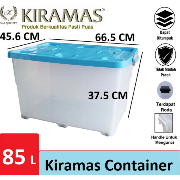 Box Container Plastik Besar Serbaguna 85 Liter Kiramas B85 KPR AR, Ukuran 66.5 x 45.6 x 37.5 cm: Solusi Penyimpanan Modern dengan Box Container Plastik Besar Serbaguna 85 Liter