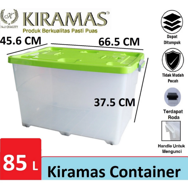 Box Container Plastik Besar Serbaguna 85 Liter Kiramas B85 KPR AR, Ukuran 66.5 x 45.6 x 37.5 cm: Solusi Penyimpanan Modern dengan Box Container Plastik Besar Serbaguna 85 Liter