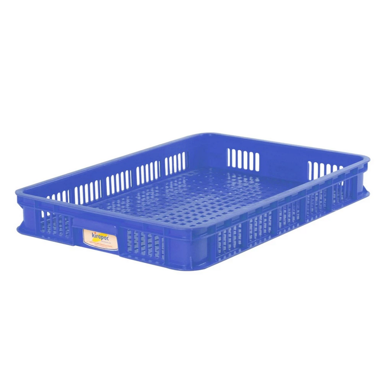 CONTAINER BOX INDUSTRI PLASTIK 16 LITER KIRAPAC 7251 LBG (LUBANG), WARNA BIRU HIJAU KUNING, UKURAN 61,3 x 42,9 x 7,9 cm| RAJA PLASTIK INDONESIA