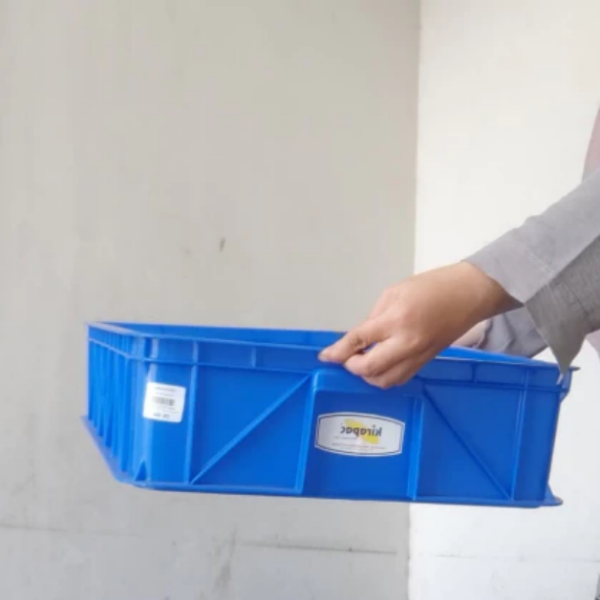 CONTAINER BOX INDUSTRI PLASTIK 28 LITER KIRAPAC 7252 PLS BIRU HIJAU KUNING, UKURAN 61,3 x 42,9 x 13,5 cm| RAJA PLASTIK INDONESIA