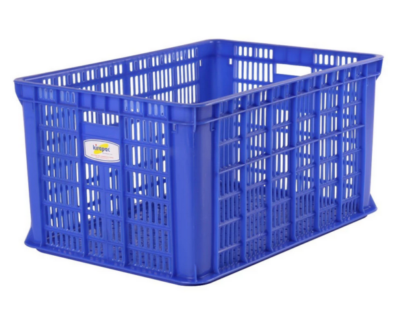 KERANJANG INDUSTRI PLASTIK LUBANG 56 LITER KIRAPAC 7206 INDUSTRIAL CONTAINER, WARNA HIJAU & BIRU, UKURAN 60,5 x 42 x 31 CM | RAJA PLASTIK INDONESIA