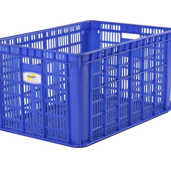 KERANJANG INDUSTRI PLASTIK LUBANG 56 LITER KIRAPAC 7206 INDUSTRIAL CONTAINER, WARNA HIJAU & BIRU, UKURAN 60,5 x 42 x 31 CM | RAJA PLASTIK INDONESIA