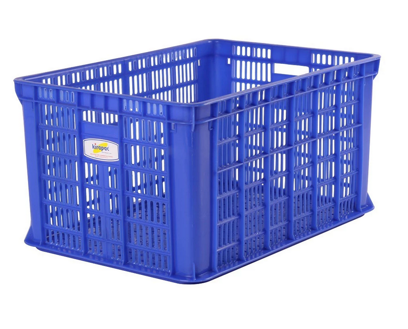 KERANJANG INDUSTRI PLASTIK LUBANG 56 LITER KIRAPAC 7206 INDUSTRIAL CONTAINER, WARNA HIJAU & BIRU, UKURAN 60,5 x 42 x 31 CM | RAJA PLASTIK INDONESIA