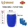 TONG AIR BIRU PLASTIK 56 LITER KIRAMAS 7406 DENGAN TUTUP