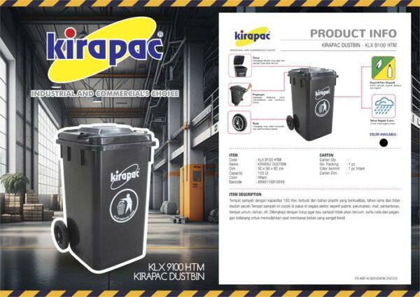 TEMPAT SAMPAH BESAR PLASTIK HITAM 100 LITER KIRAPAC KLX 9100: Solusi Praktis dan Tangguh untuk Kebutuhan Kebersihan Modern