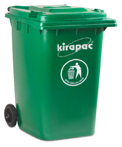 TEMPAT SAMPAH BESAR PLASTIK 240 LITER KIRAPAC TIPE KLX 9240, UKURAN 73 x 57 x 93 CM | RAJA PLASTIK INDONESIA